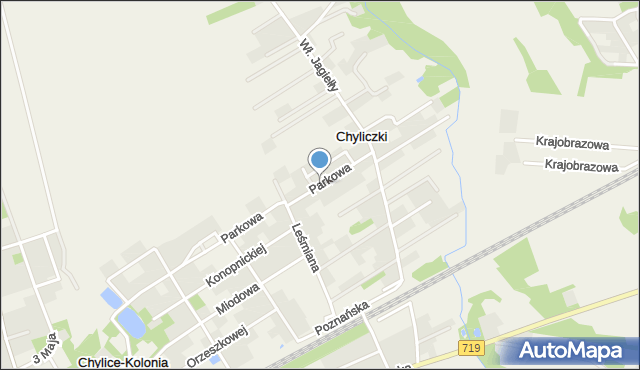 Chylice gmina Jaktorów, Parkowa, mapa Chylice gmina Jaktorów