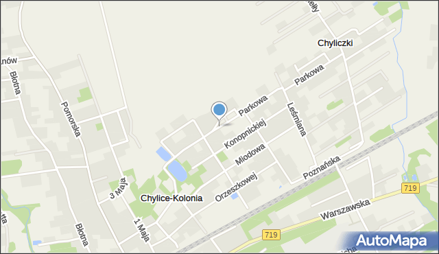Chylice-Kolonia, Parkowa, mapa Chylice-Kolonia