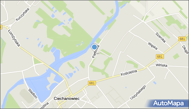 Ciechanowiec, Parkowa, mapa Ciechanowiec