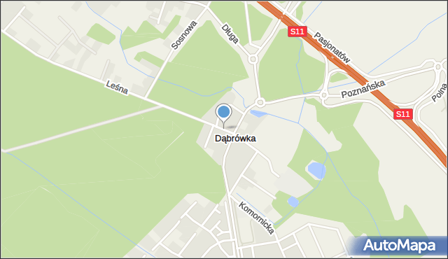 Dąbrówka gmina Dopiewo, Parkowa, mapa Dąbrówka gmina Dopiewo