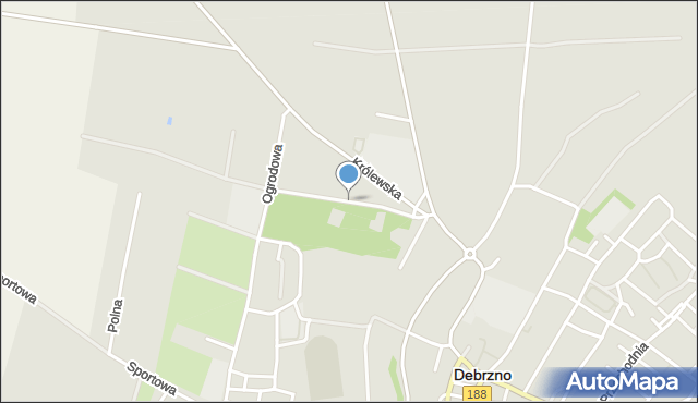 Debrzno, Parkowa, mapa Debrzno