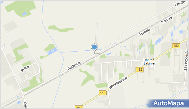 Dobroń, Parkowa, mapa Dobroń