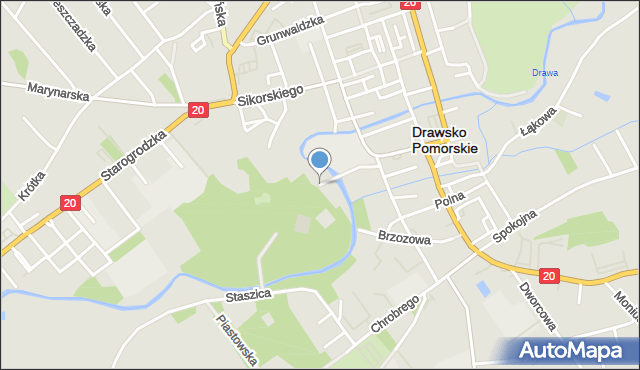 Drawsko Pomorskie, Park Chopina Fryderyka, mapa Drawsko Pomorskie