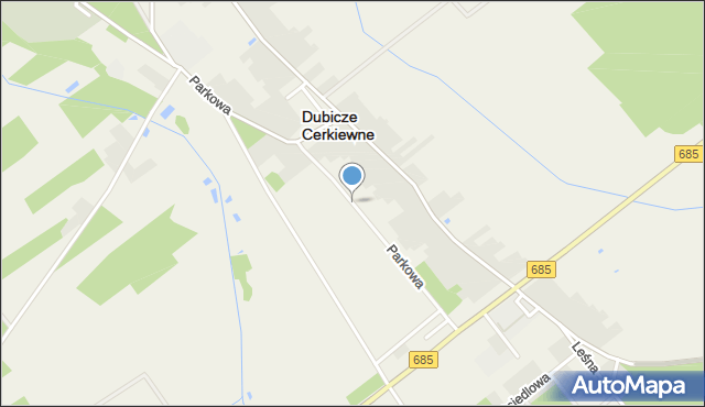 Dubicze Cerkiewne, Parkowa, mapa Dubicze Cerkiewne