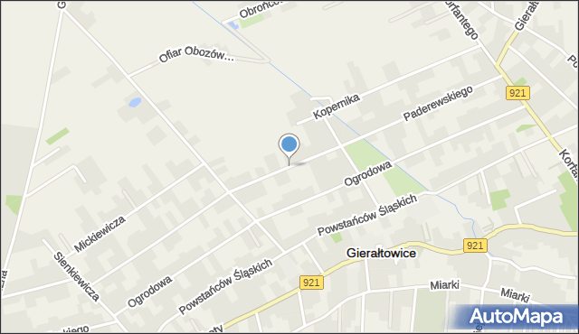 Gierałtowice powiat gliwicki, Paderewskiego Ignacego Jana, mapa Gierałtowice powiat gliwicki