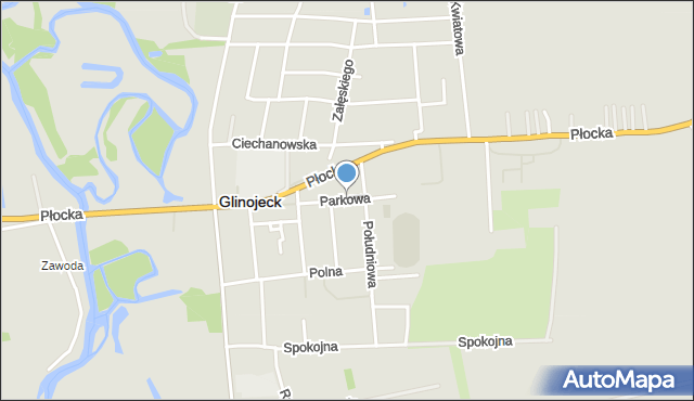 Glinojeck, Parkowa, mapa Glinojeck