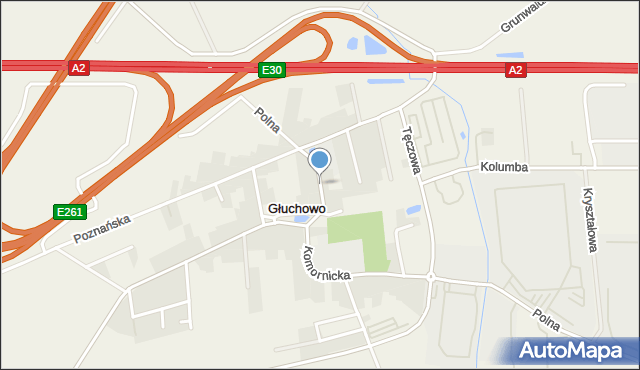 Głuchowo gmina Komorniki, Parkowa, mapa Głuchowo gmina Komorniki