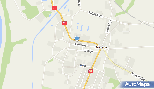 Górzyca powiat słubicki, Parkowa, mapa Górzyca powiat słubicki