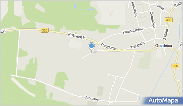 Gozdnica powiat żagański, Partyzantów, mapa Gozdnica powiat żagański