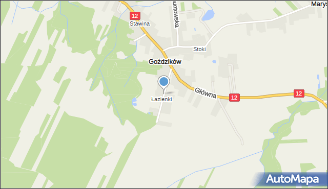 Goździków gmina Gielniów, Partyzantów, mapa Goździków gmina Gielniów