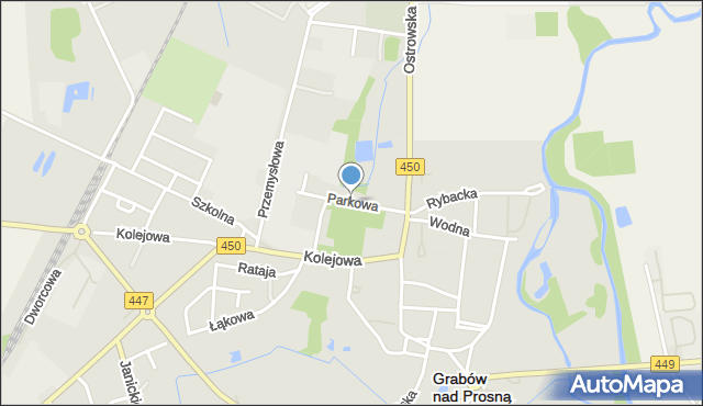 Grabów nad Prosną, Parkowa, mapa Grabów nad Prosną