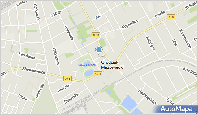 Grodzisk Mazowiecki, Parkowa, mapa Grodzisk Mazowiecki