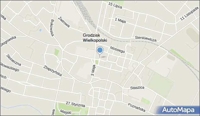 Grodzisk Wielkopolski, Parkowa, mapa Grodzisk Wielkopolski