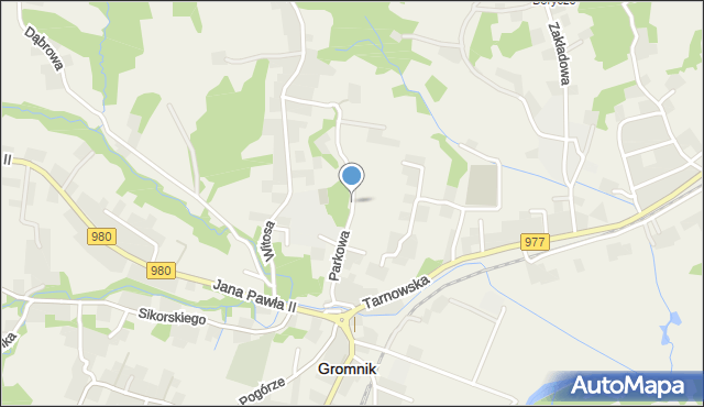 Gromnik powiat tarnowski, Parkowa, mapa Gromnik powiat tarnowski