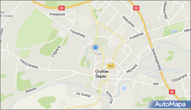 Gryfów Śląski, Parkowa, mapa Gryfów Śląski