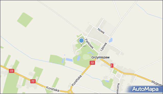 Grzymiszew, Parkowa, mapa Grzymiszew