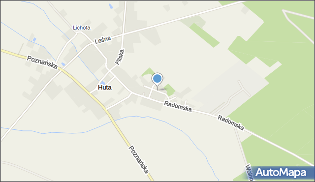 Huta gmina Czarnków, Parkowa, mapa Huta gmina Czarnków