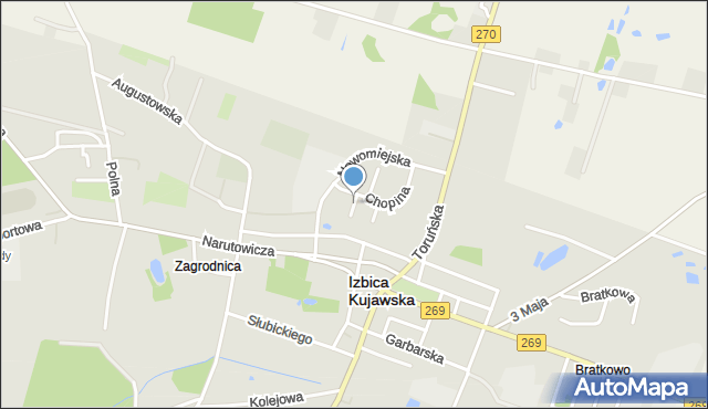 Izbica Kujawska, Parkowa, mapa Izbica Kujawska