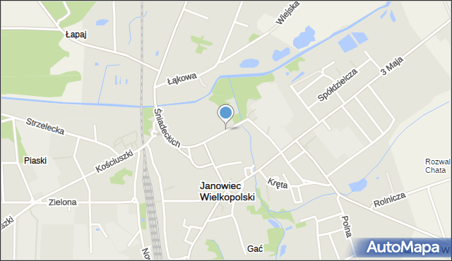 Janowiec Wielkopolski, Parkowa, mapa Janowiec Wielkopolski