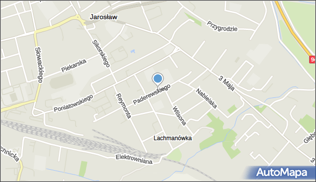 Jarosław, Paderewskiego Ignacego Jana, mapa Jarosławia