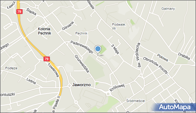 Jaworzno, Paderewskiego Ignacego Jana, mapa Jaworzno