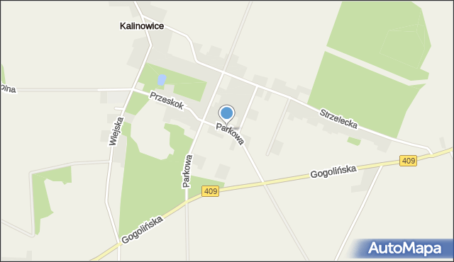 Kalinowice gmina Strzelce Opolskie, Parkowa, mapa Kalinowice gmina Strzelce Opolskie