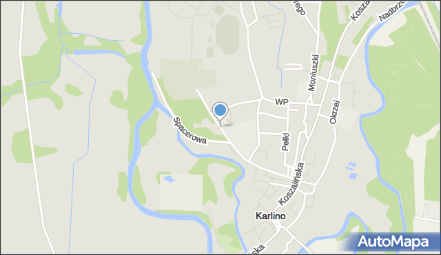 Karlino, Parkowa, mapa Karlino