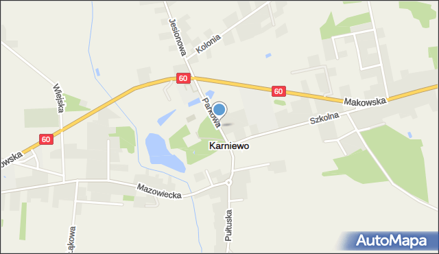 Karniewo powiat makowski, Parkowa, mapa Karniewo powiat makowski