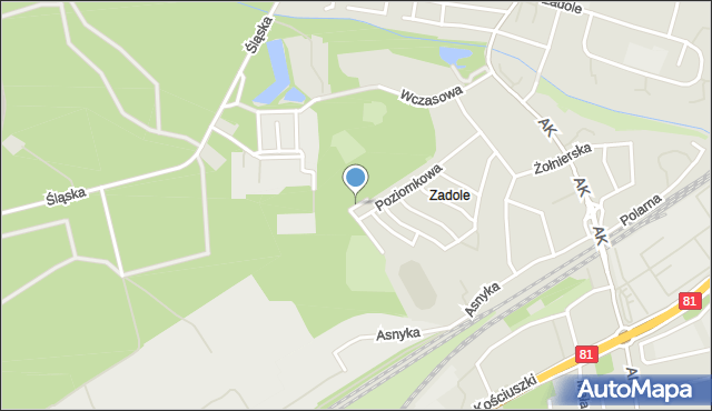 Katowice, Park Zadole, mapa Katowic