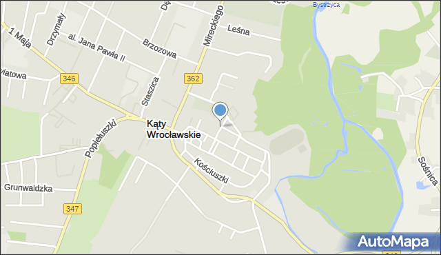 Kąty Wrocławskie, Parkowa, mapa Kąty Wrocławskie