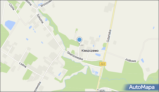 Kleszczewo gmina Trąbki Wielkie, Parkowa, mapa Kleszczewo gmina Trąbki Wielkie