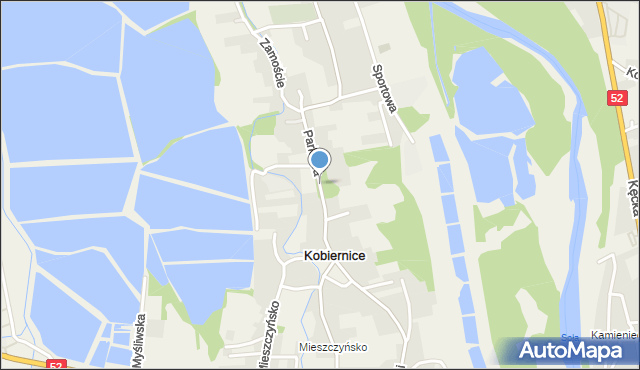 Kobiernice, Parkowa, mapa Kobiernice