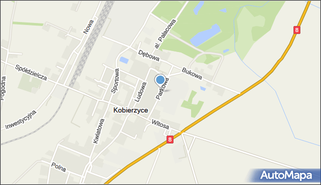 Kobierzyce, Parkowa, mapa Kobierzyce
