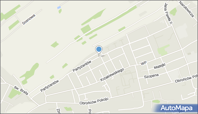 Kolbuszowa, Partyzantów, mapa Kolbuszowa