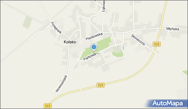 Kolsko, Parkowa, mapa Kolsko