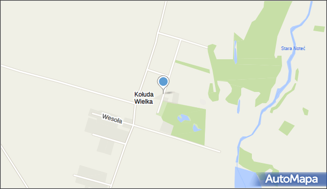 Kołuda Wielka, Parkowa, mapa Kołuda Wielka