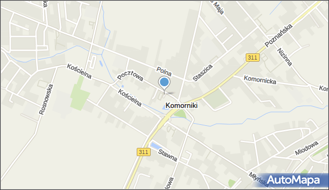 Komorniki powiat poznański, Park Strażaka, mapa Komorniki powiat poznański