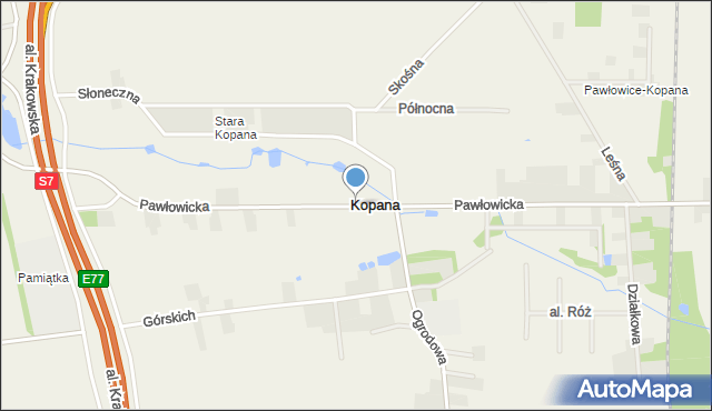 Kopana, Pawłowicka, mapa Kopana