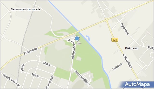 Kościan, Park Morawskiego Kajetana, mapa Kościan