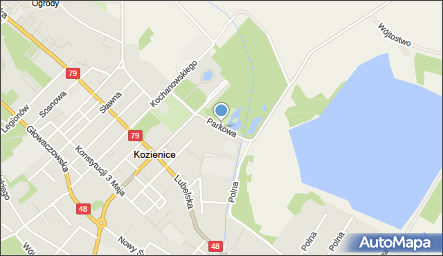 Kozienice, Parkowa, mapa Kozienice