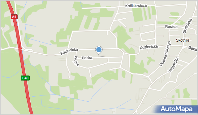 Kraków, Paska Jana Chryzostoma, mapa Krakowa