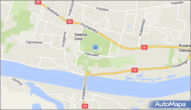 Krosno Odrzańskie, Parkowa, mapa Krosno Odrzańskie