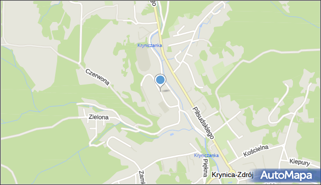 Krynica-Zdrój, Park Sportowy Zawadowskiego Juliana, dr., mapa Krynica-Zdrój