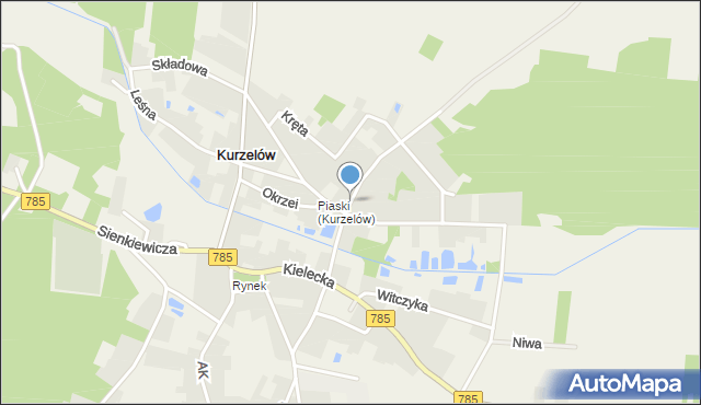 Kurzelów, Partyzantów, mapa Kurzelów