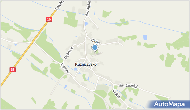 Kuźniczysko, Parkowa, mapa Kuźniczysko