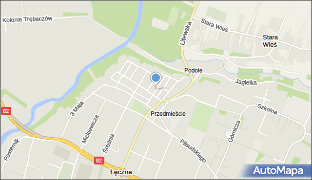 Łęczna, Partyzancka, mapa Łęczna