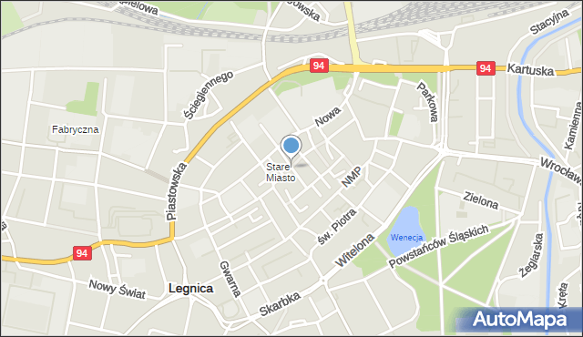 Legnica, Paderewskiego Ignacego Jana, mapa Legnicy
