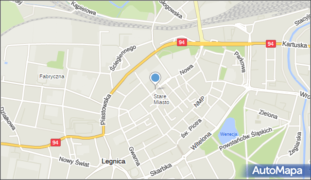 Legnica, Partyzantów, mapa Legnicy