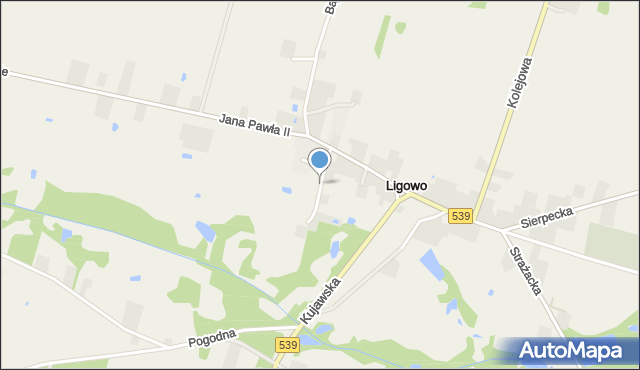 Ligowo, Parkowa, mapa Ligowo