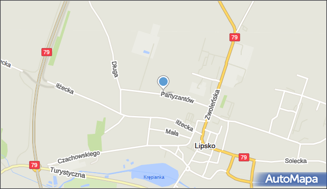 Lipsko, Partyzantów, mapa Lipsko